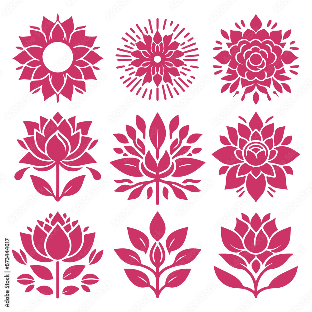 Creative Botanical set with flowers Design.