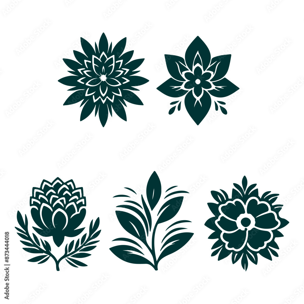 Fototapeta premium Creative Botanical set with flowers Design.