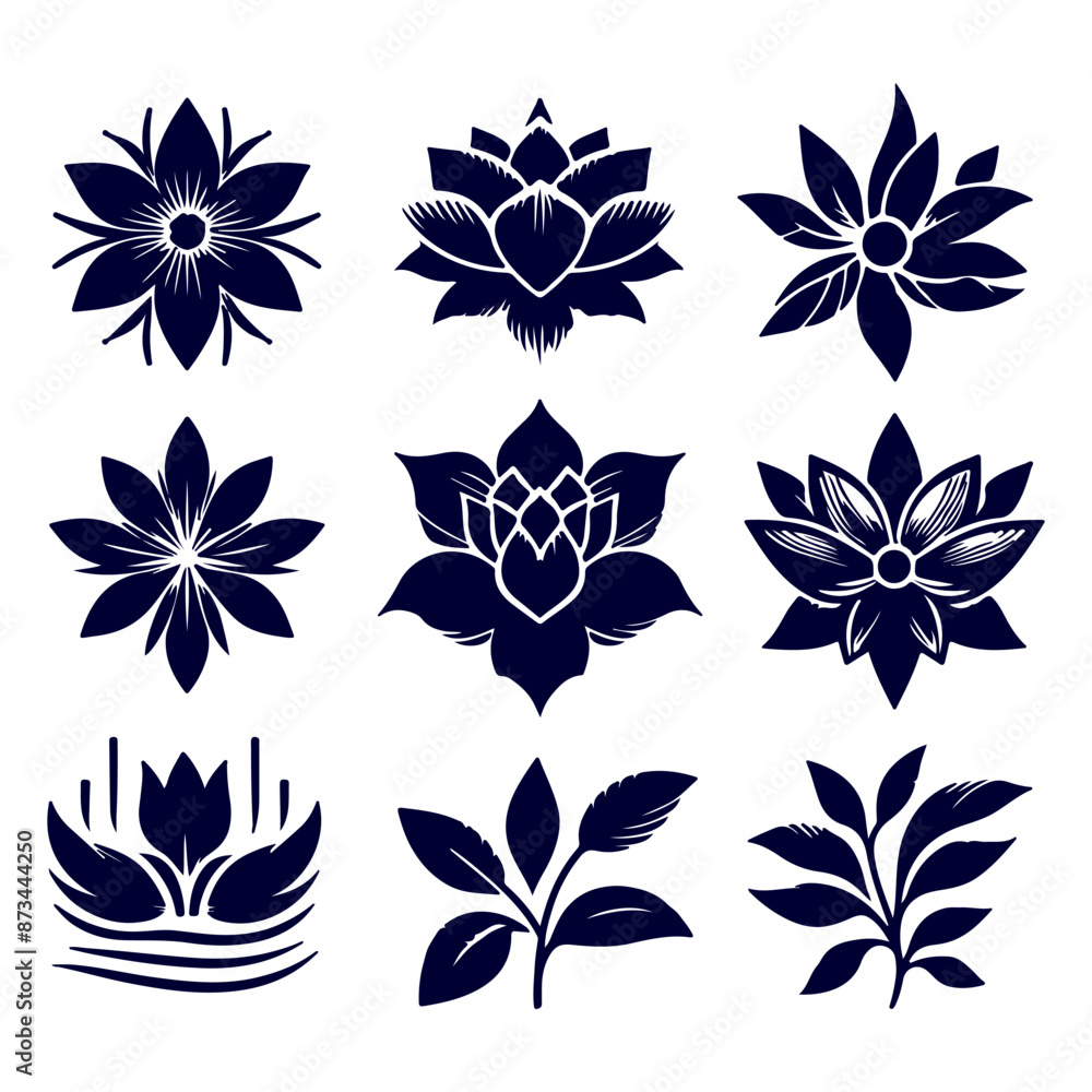 Obraz premium Creative Botanical set with flowers Design.