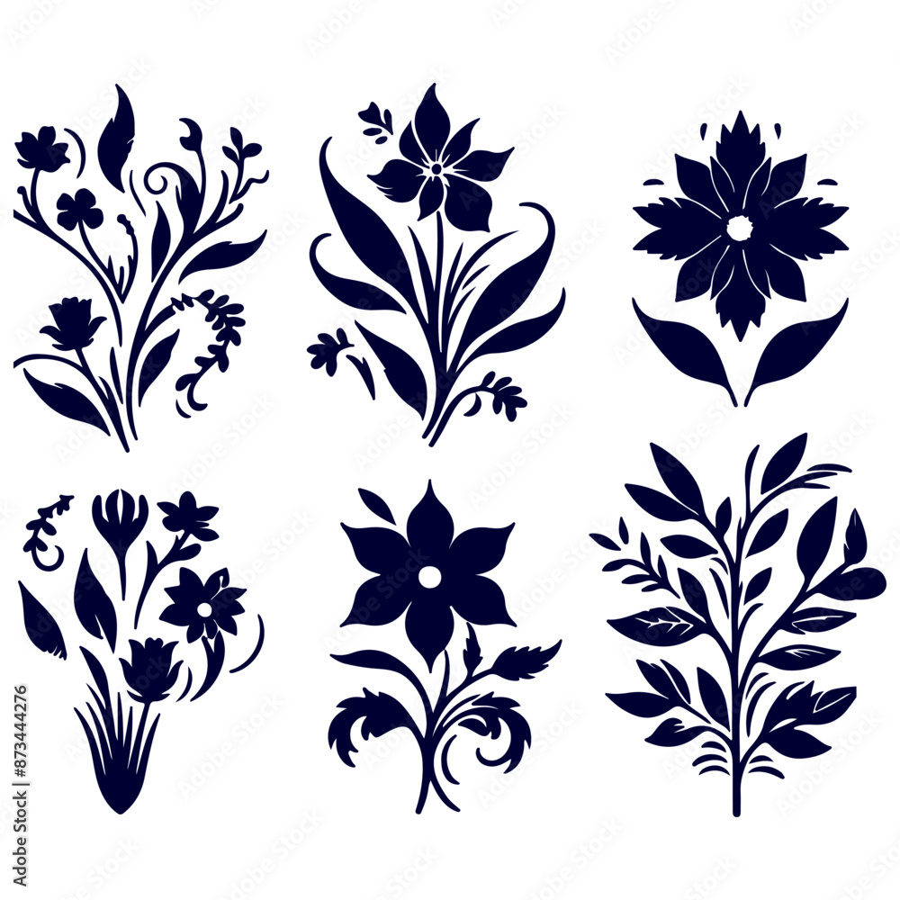 Creative Botanical set with flowers Design. Creative Botanical set with flowers Design.