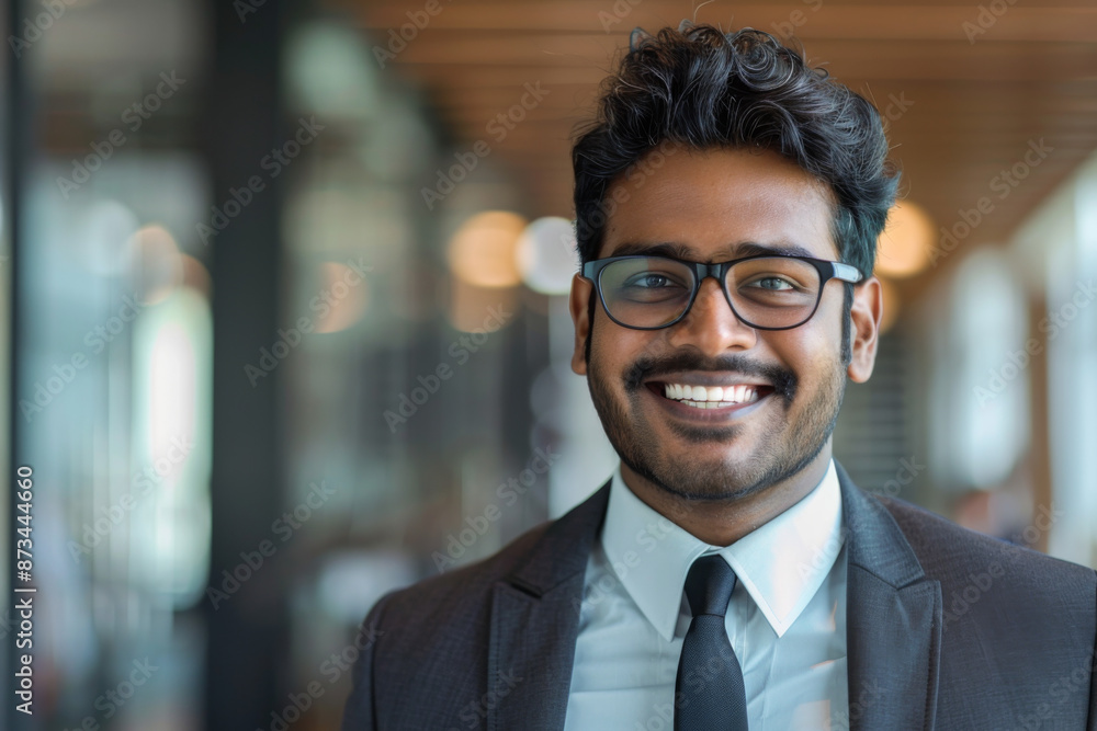 Fototapeta premium Indian handsome man smiling, Accountant