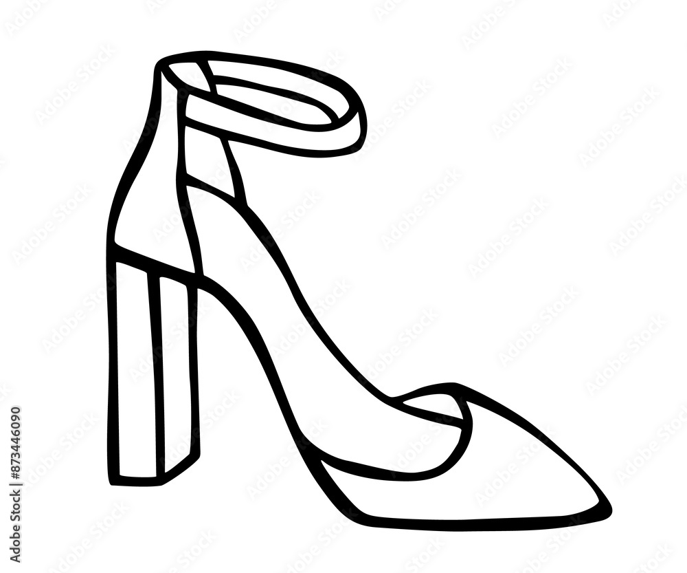 Doodle summer pumps with heels hand drawn in line art style. Png clipart isolated on transparent background Doodle summer pumps with heels hand drawn in line art style. Png clipart isolated on transparent background