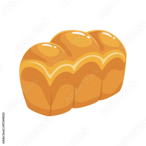 Tasty wheat buns bread vector illustration in flat colorful cartoon style. Baked yeast dough buns, brioche. Isolated food illustration for bakery poster, banner, card, advertising