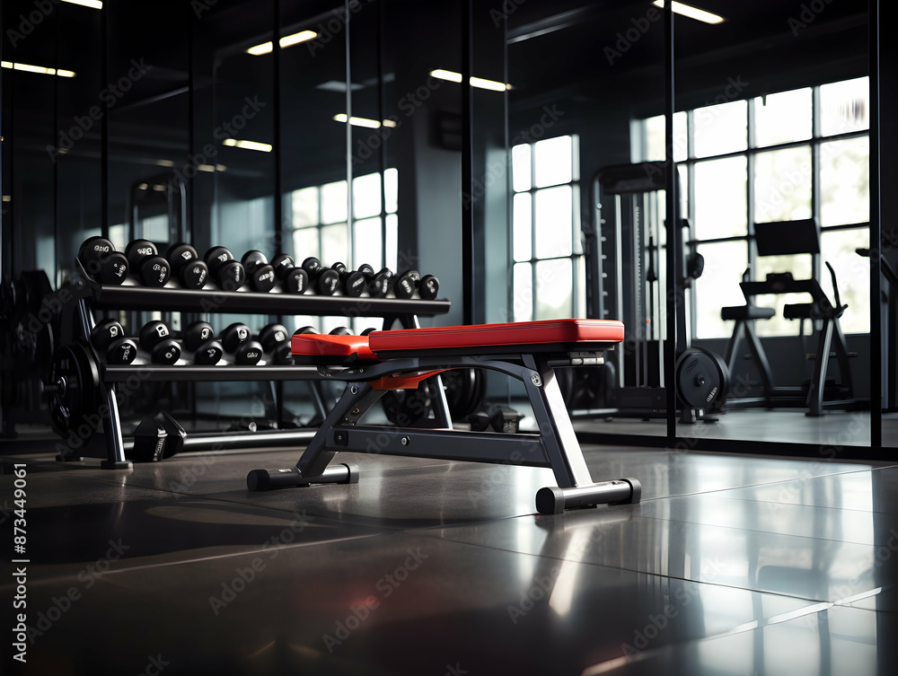 Fototapeta premium gym equipment, Workout on Gym Photo, Body Building, Fitness club, health and lifestyle, weight loss in gym, gym training, exercising in gym, sports Person running on treadmill in fitness club
