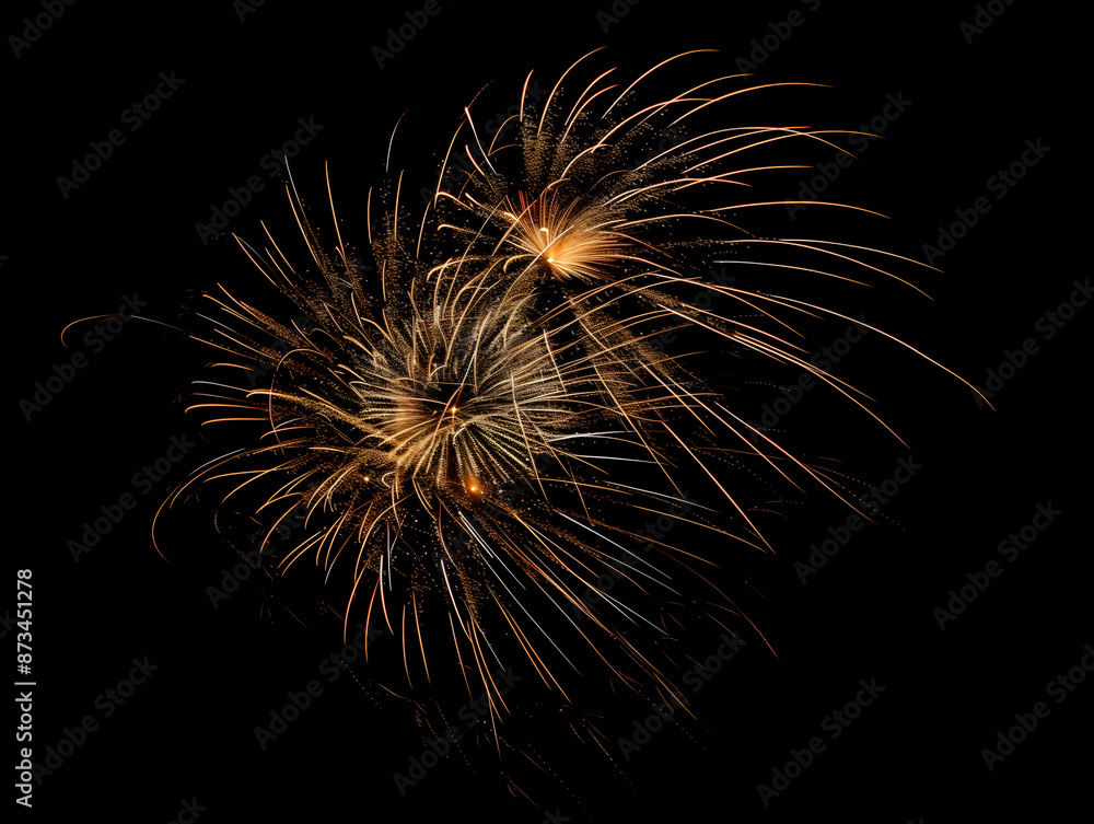 Obraz premium Large fireworks burst in the night sky, display, demonstration - 18.3MP - created with AI
