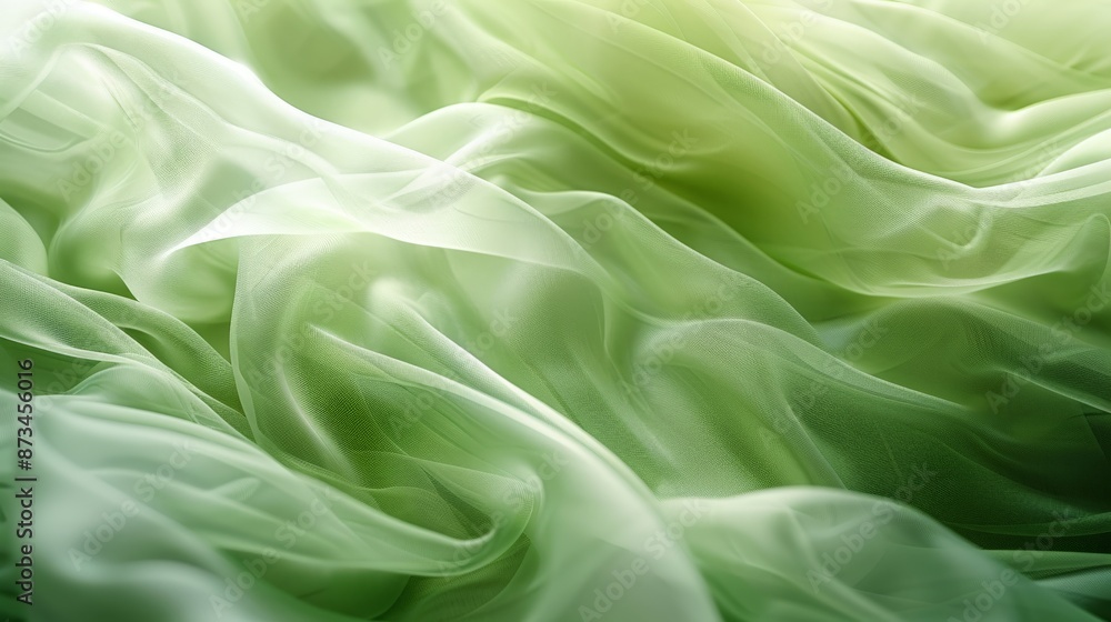 Obraz premium Flowing Green Fabric with Gentle Waves