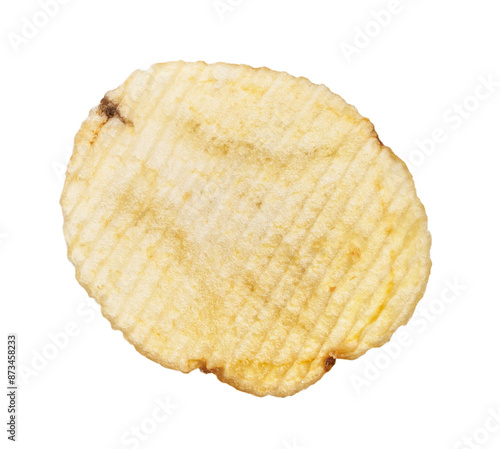 Close-up single potato chip isolated on a white background