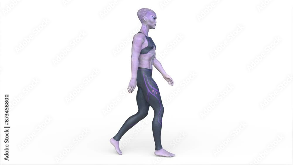 歩くエイリアン　3DCGレンダリング