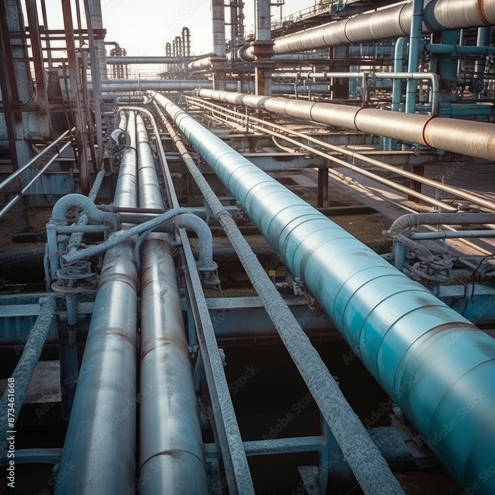 petrol and gas pipeline during the refinery process. High quality photo petrol and gas pipeline during the refinery process. High quality photo