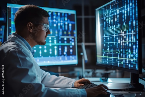 a man working on a computer in a laboratory