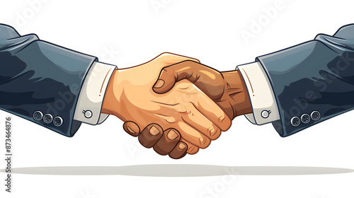 two business professionals shaking hands during a meeting, symbolizing a successful partnership or agreement in a modern office setting isolated on white background, png photo