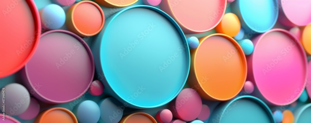 Colorful abstract background with round vibrant shapes and spheres