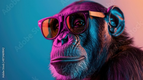 Wallpaper Mural A monkey wearing sunglasses and a smile. The monkey is looking at the camera. The image has a fun and lighthearted mood Torontodigital.ca