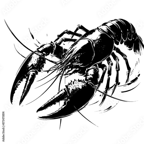 crayfish in illustration in brush stroke painting
