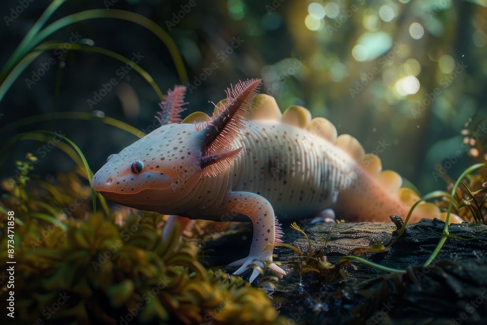 Obraz premium Axolotl, Macro,Left side view