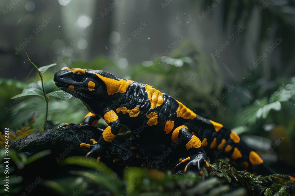 Fire Salamander, Macro,Left side view Fire Salamander, Macro,Left side view