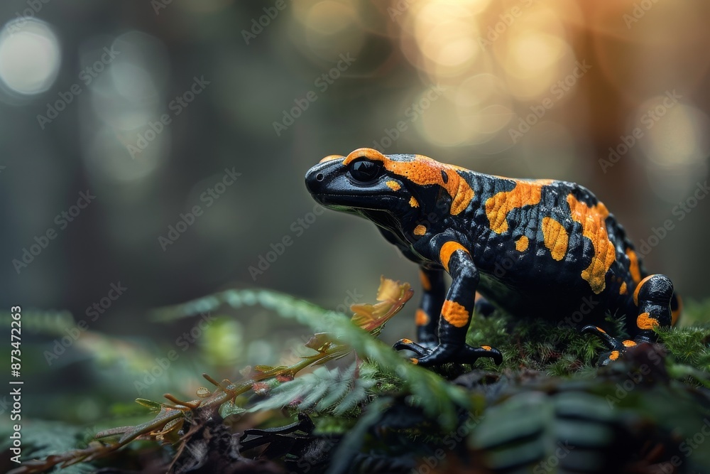 Fototapeta premium Fire Salamander, Macro,Left side view