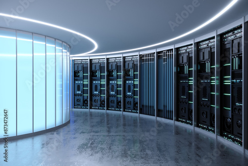 Concept interior of a data center or server