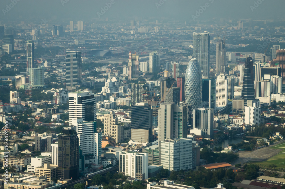 Business district with skyscrapers in Bangkok, Thailand