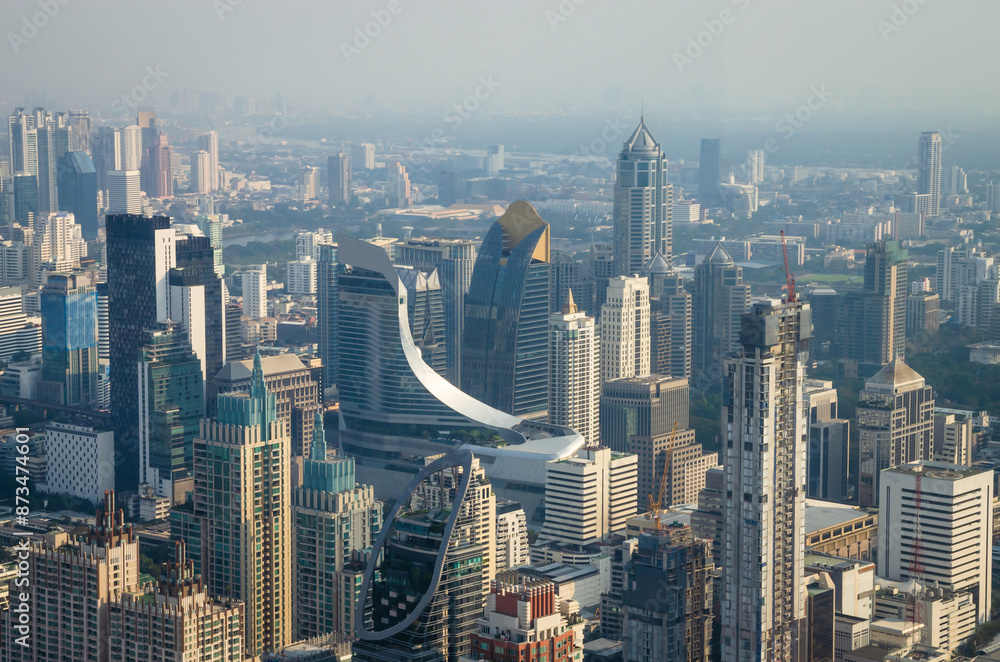 Business district with skyscrapers in Bangkok, Thailand