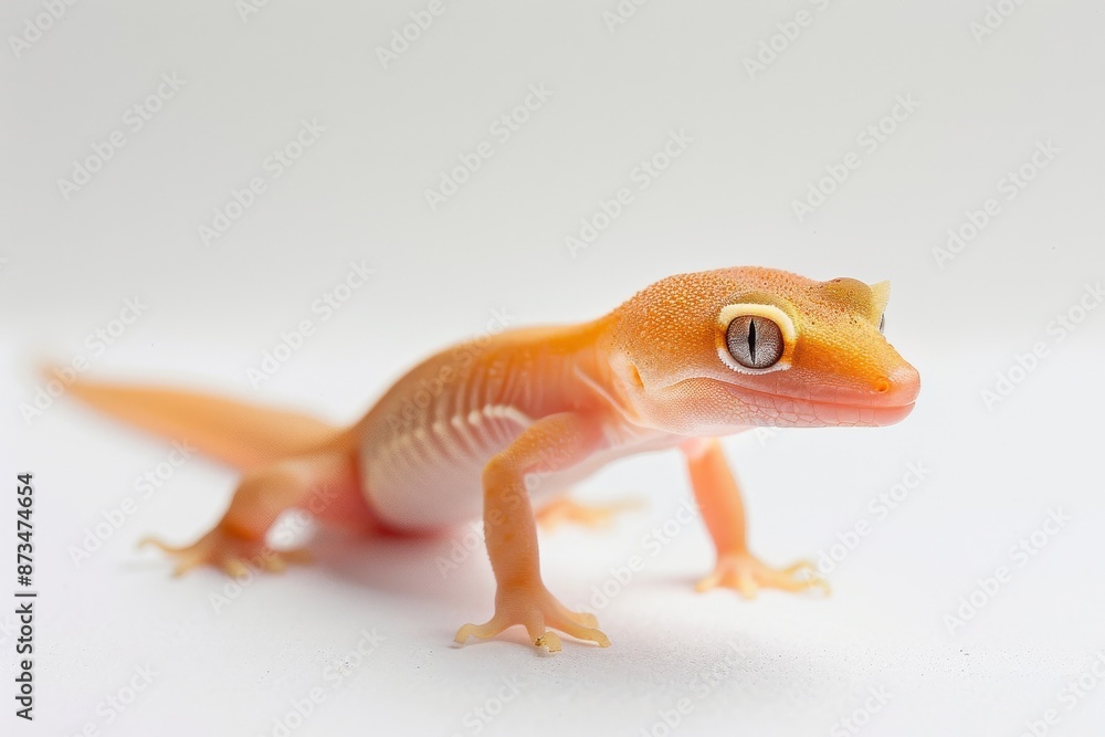 Naklejka premium the beside view Ensatina, left side view, white copy space on right, isolated on white background
