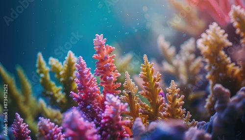 A beautiful close-up of vibrant coral formations showcasing the diversity of underwater marine life. AIG62 photo