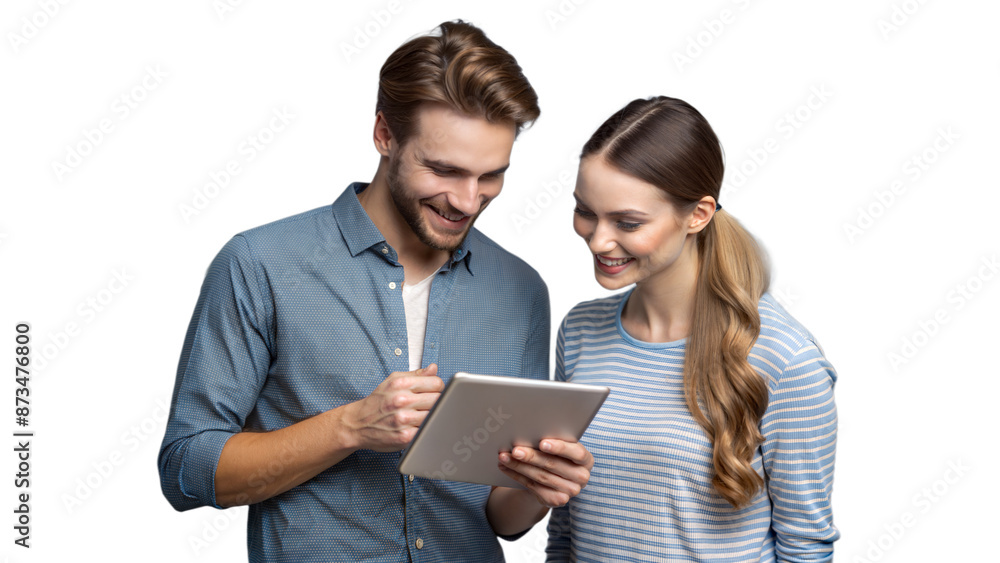 Smiling Couple Viewing Digital Tablet Together Smiling Couple Viewing Digital Tablet Together