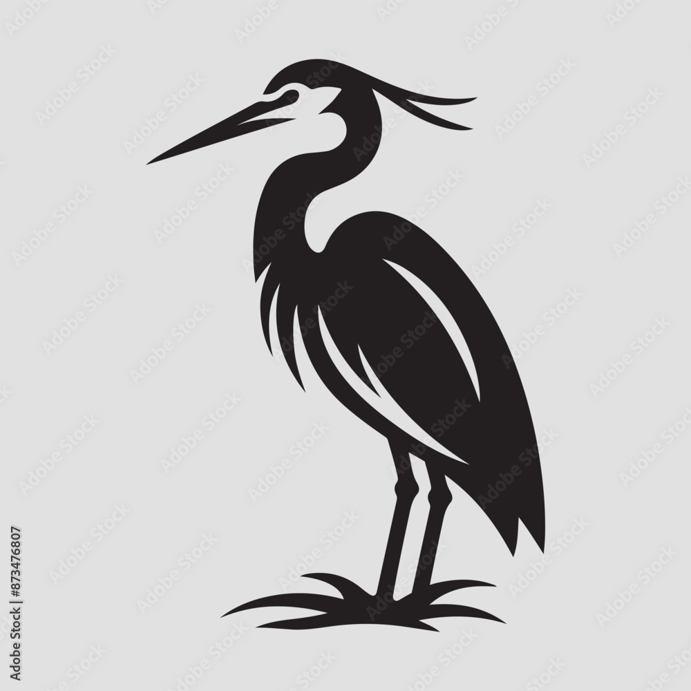 Heron bird silhouette vector illustration Heron bird silhouette vector illustration
