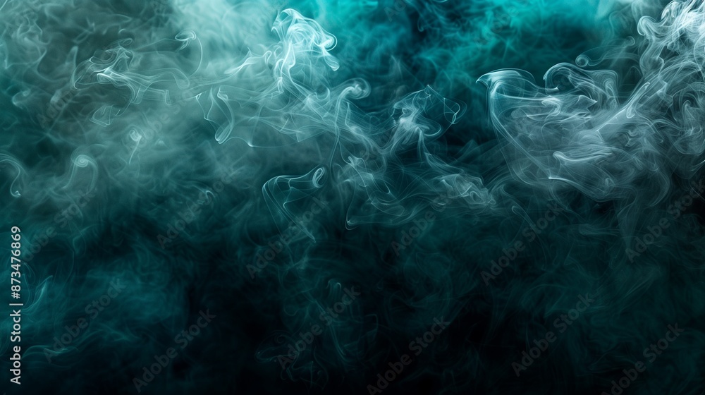 Abstract backdrop Cloud of green and blue smoke on a black isolated background. soft mystery horror design, spooky background texture concept Abstract backdrop Cloud of green and blue smoke on a black isolated background. soft mystery horror design, spooky background texture concept