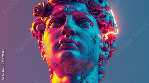 Abstract background with a colorful bust of a classical sculpture © Trichaiwat