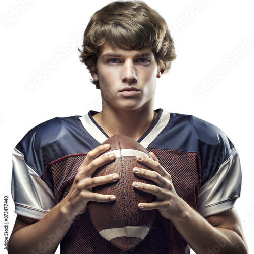 Young Male Football Player Holding a Football photo