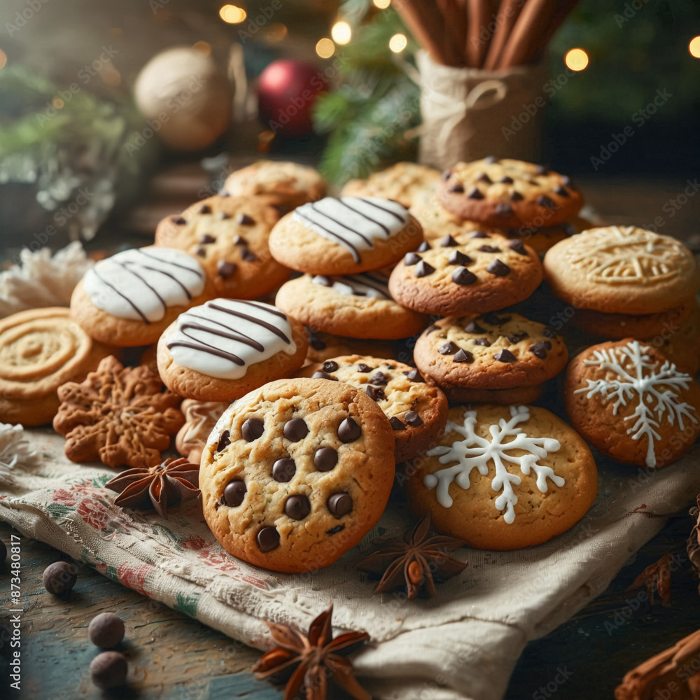 custom made wallpaper toronto digitala festive assortment of holiday cookies is beautifully arranged on a decorative platter. The cookies come in various types, shapes and sizes