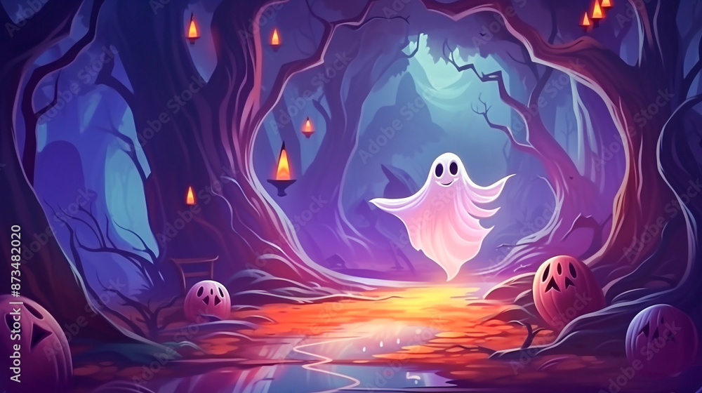 Halloween Ghost With Scary Background Halloween Ghost With Scary Background