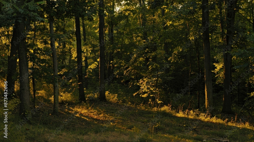 Fototapeta premium Golden Light Filtering Through Trees