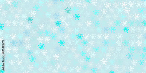 Light BLUE vector background with covid-19 symbols.