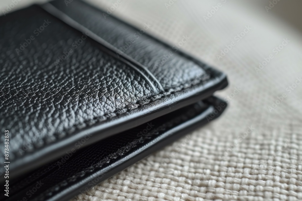Luxurious Black leather wallet. White fashion. Generate Ai Luxurious Black leather wallet. White fashion. Generate Ai