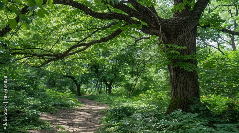 Fototapeta premium Sunlight Through the Forest Canopy