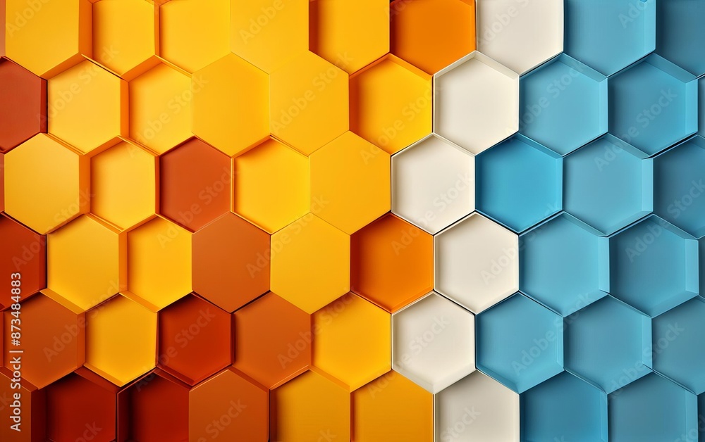 Bright Abstract Design with Hexagonal Shapes in Warm Tones Bright Abstract Design with Hexagonal Shapes in Warm Tones