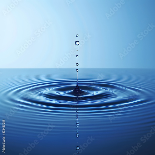 A single water droplet creates a symphony of ripples and splashes, capturing the essence of nature's beauty. photo