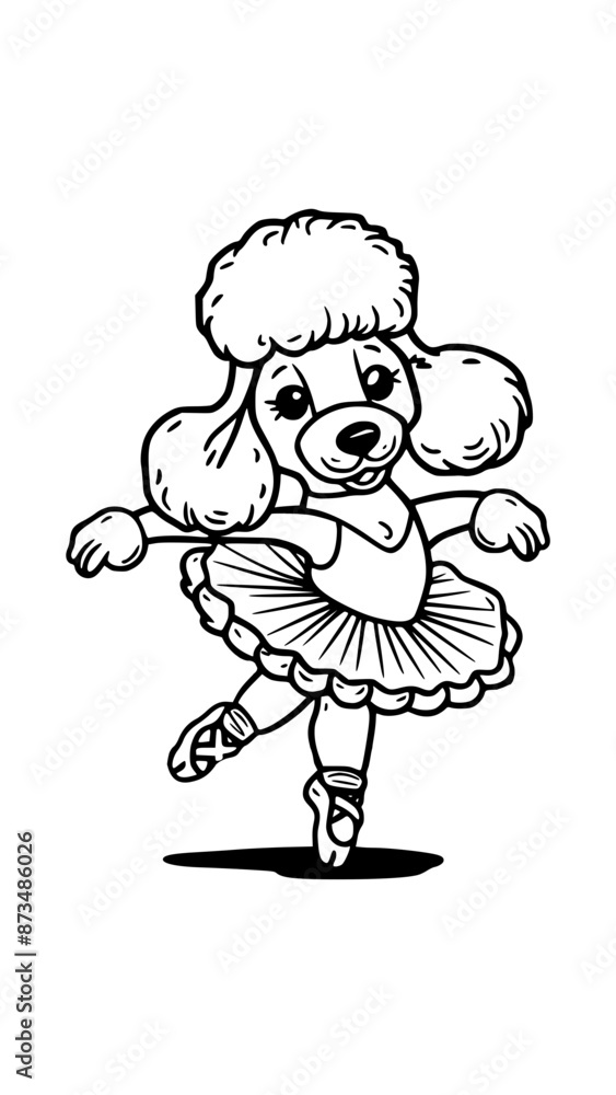 Cute Poodle Dog Ballet - Cartoon Vector Icon Illustration Generative AI Cute Poodle Dog Ballet - Cartoon Vector Icon Illustration Generative AI