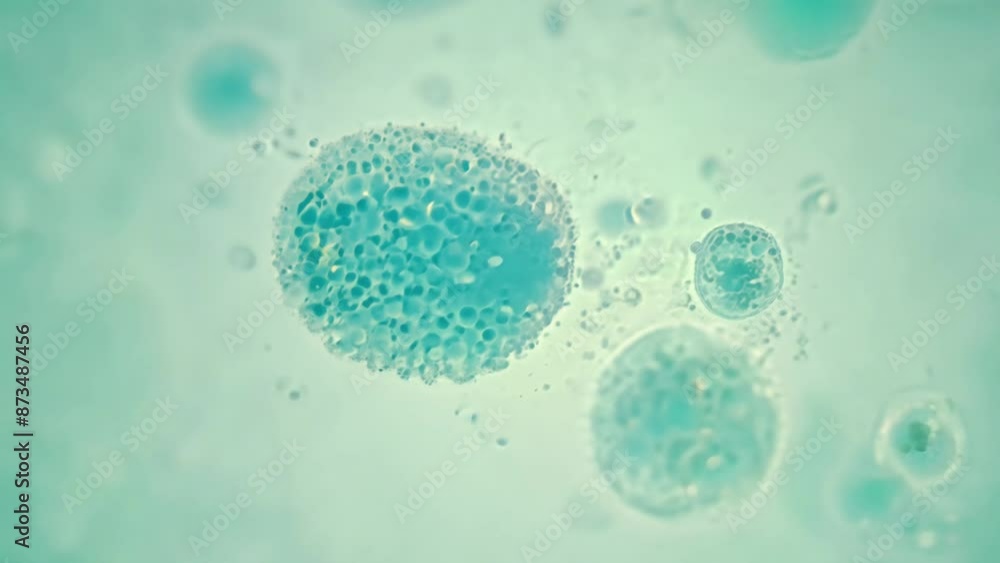 Single celled Organism Dies. Death of a microscopic paramecium. The content of the cell spilling out. Single celled Organism Dies. Death of a microscopic paramecium. The content of the cell spilling out.