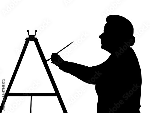 Silhouette of Female Master Art Painter Painting