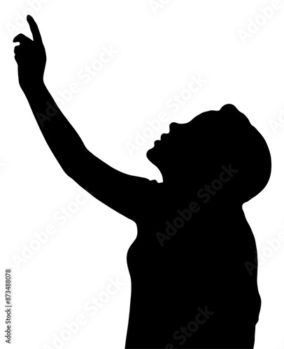 Isolated Girl Child Gesture Pointing Upwards