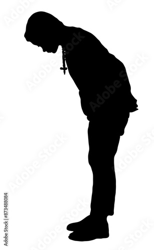 Full length side profile portrait silhouette of teenage girl looking down