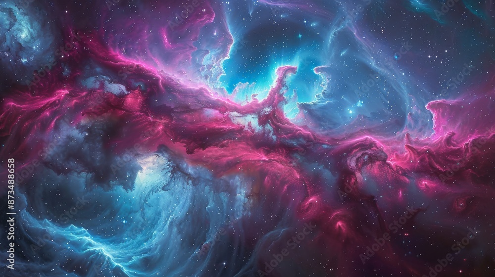 Vivid depiction of a colorful nebula in deep space, with swirling gas and stars, symbolizing the beauty and mystery of the universe. Concept of space, cosmos, and astronomy.
Vivid depiction of a colorful nebula in deep space, with swirling gas and stars, symbolizing the beauty and mystery of the universe. Concept of space, cosmos, and astronomy.
