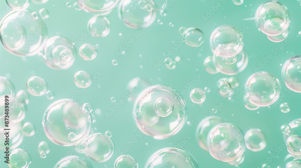 Soap bubbles on a mint colored background Soap bubbles on a mint colored background