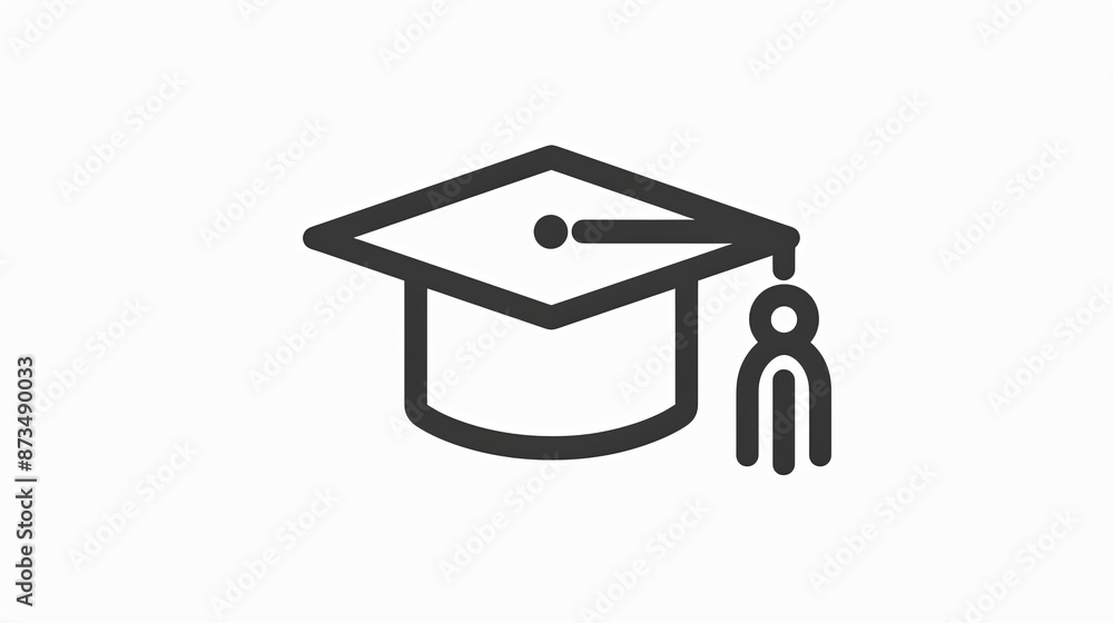 Simple Graduation Cap Icon On A White Background Simple Graduation Cap Icon On A White Background