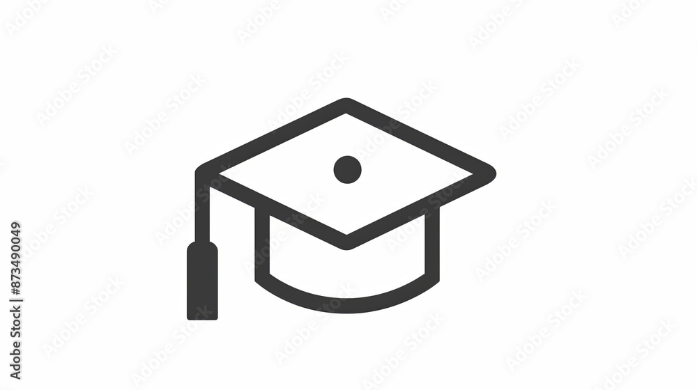Simple Icon Of A Graduation Cap With Tassel On White Background Simple Icon Of A Graduation Cap With Tassel On White Background