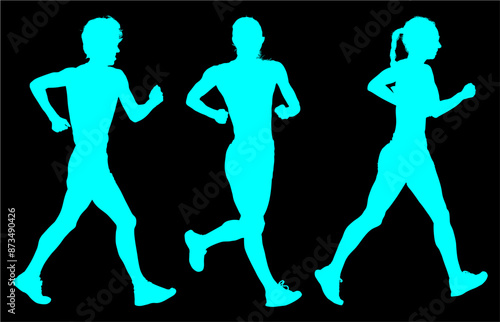 atletas, caminata, siluetas, salto, pertiga, deporte, vectores, ilustracion, corriendo, carrera, deporte