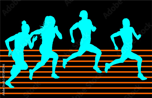 atletas, siluetas, salto, pertiga, deporte, vectores, ilustracion, corriendo, carrera, deporte